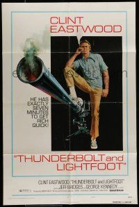 7b892 THUNDERBOLT & LIGHTFOOT style C 1sh '74 artwork of Clint Eastwood with HUGE gun by McGinnis!