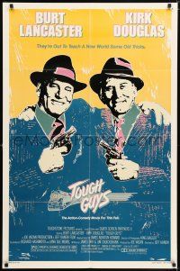7b909 TOUGH GUYS 1sh '86 great artwork of partners in crime Burt Lancaster & Kirk Douglas!