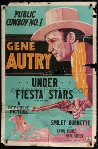 7b929 GENE AUTRY stock 1sh 1938 art of singing public cowboy no 1, Under Fiesta Stars!