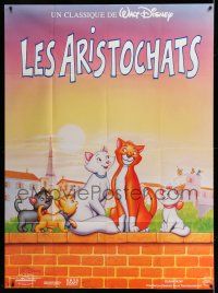 7c734 ARISTOCATS French 1p R94 Walt Disney feline jazz musical cartoon, great different image!