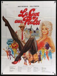 7c742 BEST LITTLE WHOREHOUSE IN TEXAS French 1p '82 Landi art of Burt Reynolds & sexy Dolly Parton!