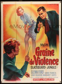7c746 BLACKBOARD JUNGLE French 1p '55 Richard Brooks classic, great different art by Roger Soubie!