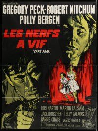 7c758 CAPE FEAR French 1p '62 Gregory Peck, Robert Mitchum, classic film noir, cool different art!