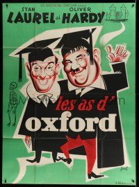 7c764 CHUMP AT OXFORD French 1p R50s different Hurel art of Laurel & Hardy in caps and gowns!