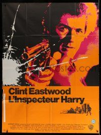 7c782 DIRTY HARRY French 1p '72 great c/u of Clint Eastwood pointing gun, Don Siegel crime classic