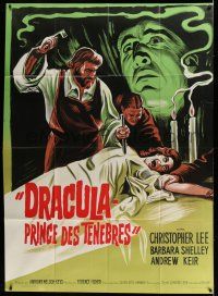 7c788 DRACULA PRINCE OF DARKNESS French 1p R60s art of vampire Christopher Lee + man driving stake!