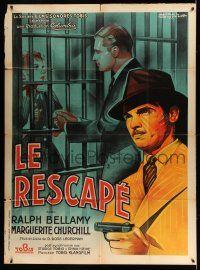 7c795 FINAL HOUR French 1p '36 Bonneaud art of Bellamy talking to Churchill through prison bars!