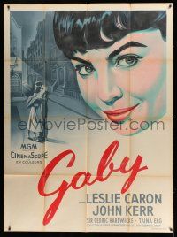 7c808 GABY French 1p '56 wonderful different close up art of pretty Leslie Caron!