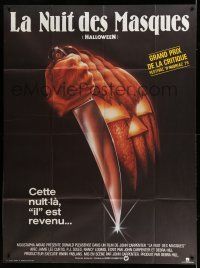 7c819 HALLOWEEN French 1p '79 John Carpenter classic, Bob Gleason jack-o-lantern art!