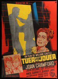7c835 I SAW WHAT YOU DID French 1p '65 Joan Crawford, William Castle, cool different artwork!