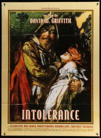 7c839 INTOLERANCE French 1p R96 D.W. Griffith classic, art borrowed from 1916 U.S. one-sheet!