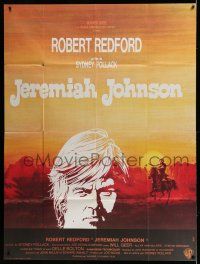 7c842 JEREMIAH JOHNSON French 1p '72 cool artwork of Robert Redford, directed by Sydney Pollack!