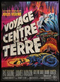 7c844 JOURNEY TO THE CENTER OF THE EARTH French 1p R60s Jules Verne, different Grinsson art!