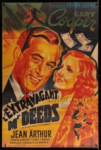 7c896 MR. DEEDS GOES TO TOWN French 1p R87 best art of Gary Cooper & Jean Arthur, Frank Capra