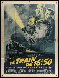 7c901 MURDER SHE SAID French 1p '61 different Soubie art of Margaret Rutherford & cast by train!