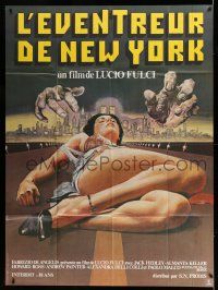 7c907 NEW YORK RIPPER French 1p '82 Lucio Fulci giallo, cool art of killer & female victim on road!