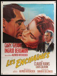 7c911 NOTORIOUS French 1p R70s Soubie art of Cary Grant & Ingrid Bergman, Alfred Hitchcock classic