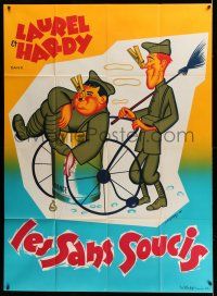 7c916 PACK UP YOUR TROUBLES French 1p R50s wacky different Belinsky art of Laurel & Hardy!