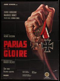 7c919 PARIAHS OF GLORY French 1p '64 art of giant fist clutching iron cross by Charles Rau!