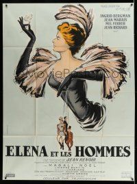 7c921 PARIS DOES STRANGE THINGS French 1p '57 Jean Renoir, great Ferracci art of Ingrid Bergman!