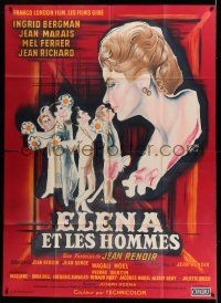 7c920 PARIS DOES STRANGE THINGS French 1p '57 Jean Renoir, different Peron art of Ingrid Bergman!