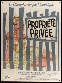 7c933 PRIVATE PROPERTY French 1p '60 different Allard art of sexy Kate Manx behind bars!