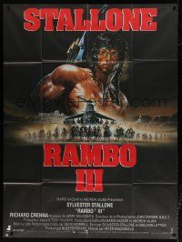 7c937 RAMBO III French 1p '88 Sylvester Stallone returns as John Rambo, cool different Casaro art!