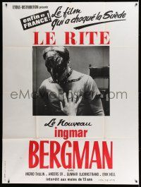7c942 RITE French 1p '69 Ingmar Bergman's Riten, wild different image of masked man!
