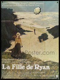 7c946 RYAN'S DAUGHTER French 1p '70 David Lean, art of Sarah Miles on beach + umbrella by Lesser!