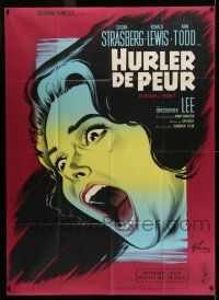 7c950 SCREAM OF FEAR French 1p '61 Hammer, Boris Grinsson art of terrified Susan Strasberg!