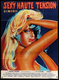 7c953 SEXY AD ALTA TENSIONE French 1p '63 incredible close up art of sexy blonde stripper!