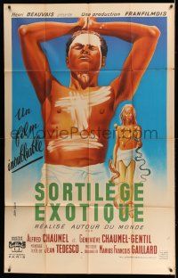 7c965 SORTILEGE EXOTIQUE French '42 cool art of painted island natives by Jean Colin!