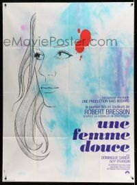 7c986 UNE FEMME DOUCE French 1p '69 Robert Bresson's Une femme douce, wonderful art by Chica!