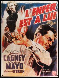 7c993 WHITE HEAT French 1p R70s James Cagney is Cody Jarrett, classic noir, top of the world, Ma!