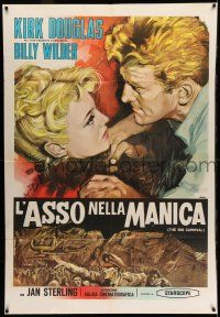7c523 ACE IN THE HOLE Italian 1p R64 Billy Wilder classic, Iaia art of Kirk Douglas & Jan Sterling!