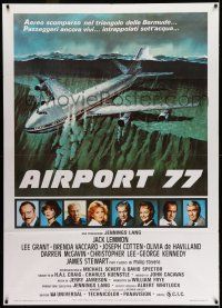 7c524 AIRPORT '77 Italian 1p '77 Lee Grant, Jack Lemmon, de Havilland, Bermuda Triangle crash art!