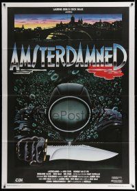 7c527 AMSTERDAMNED Italian 1p '88 Dutch underwater killer, different horror artwork by Cecchini!