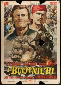 7c550 BUCCANEER Italian 1p R60s different art of Yul Brynner & Charlton Heston with ships!