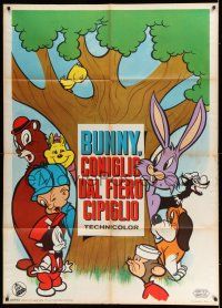 7c552 BUNNY CONIGLIO DAL FIERO CIPIGLIO Italian 1p '63 purple Bugs Bunny, Elmer Fudd, Tweety Bird!
