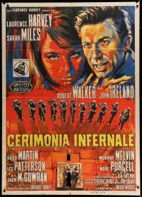 7c560 CEREMONY Italian 1p '64 Colizzi art of Laurence Harvey, Sarah Miles & firing squad!
