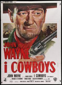 7c564 COWBOYS Italian 1p '72 different super close up art of big John Wayne with gun!
