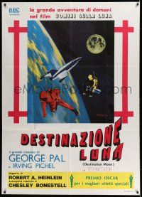 7c580 DESTINATION MOON Italian 1p R76 Robert A. Heinlein, Festino art of astronauts in space!
