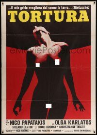 7c609 GLORIA MUNDI Italian 1p '77 art of tortured naked Olga Karlatos, directed by Nikos Papatakis