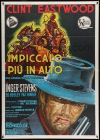 7c618 HANG 'EM HIGH Italian 1p '68 cool different art of Clint Eastwood with gun & cigar!