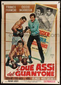 7c629 I DUE ASSI DEL GUANTONE Italian 1p '71 wacky boxing art of comedians Franco & Ciccio!
