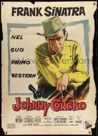 7c633 JOHNNY CONCHO Italian 1p '56 great artwork of cowboy Frank Sinatra on horseback!