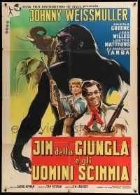 7c634 JUNGLE JIM IN THE FORBIDDEN LAND Italian 1p '59 Johnny Weissmuller, different monster art!