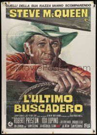 7c635 JUNIOR BONNER Italian 1p '72 different art of rodeo cowboy Steve McQueen by Renato Casaro!