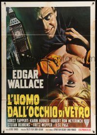 7c655 MAN WITH THE GLASS EYE Italian 1p '69 Casaro art of killer & sexy female victim by Big Ben!