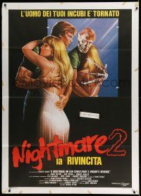 7c669 NIGHTMARE ON ELM STREET 2 Italian 1p '86 creepy horror art with Freddy monster in mirror!